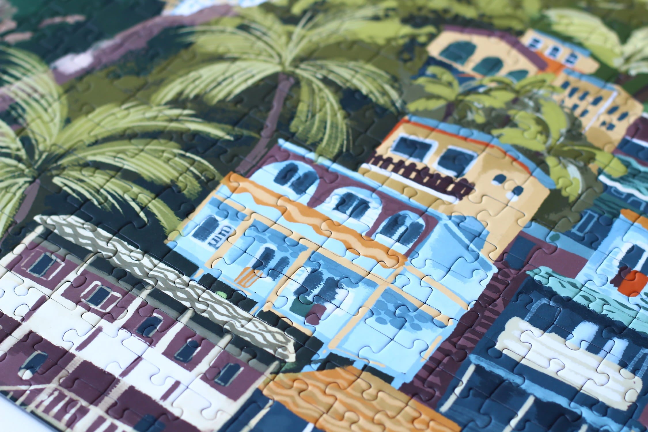 Illustration von Rio de Janeiro mit Christusstatue, Küste, Bergen und Stadtansicht, als 1000-Teile Puzzle von Piecely