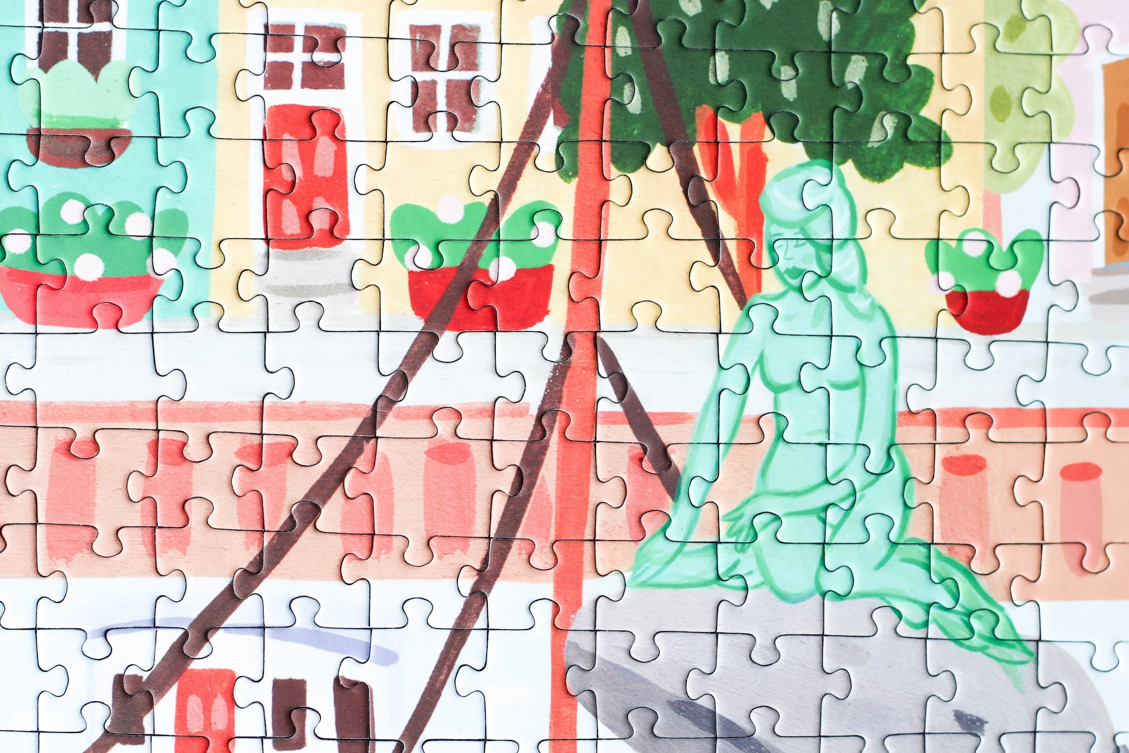 1000-teiliges Puzzle für Erwachsene, das die bunten Häuser, Kanäle und Schiffe Kopenhagens zeigt.