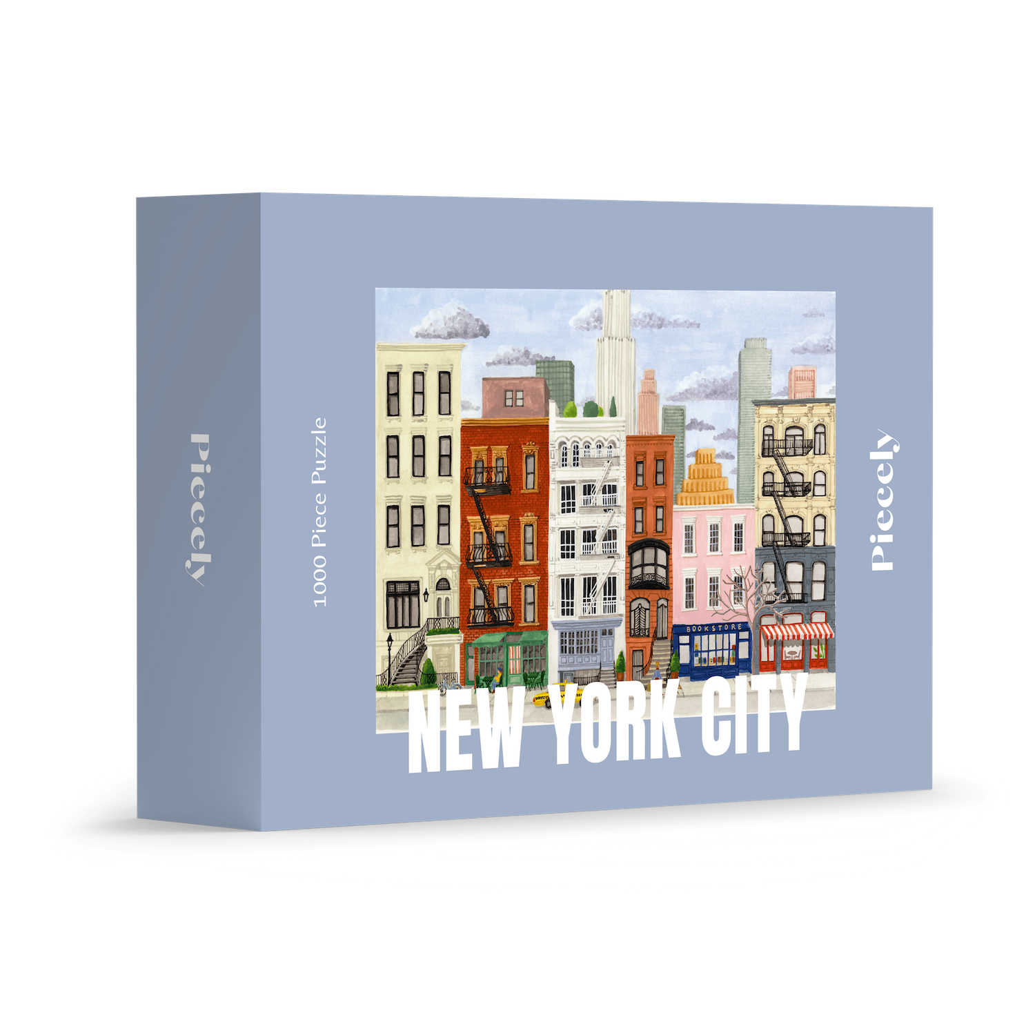 Plastikfreies Puzzle für Erwachsene, das die Skyline von New York City im Winter zeigt.