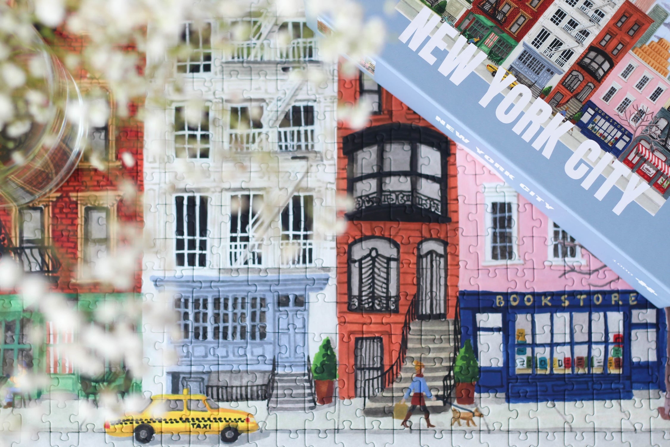 Plastikfreies Puzzle für Erwachsene, das die Skyline von New York City im Winter zeigt.