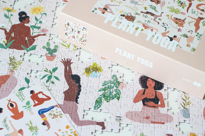 Nachhaltiges 1000 Teile Puzzle für Erwachsene mit Yoga-Motiv, Zimmerpflanzen und Katzen