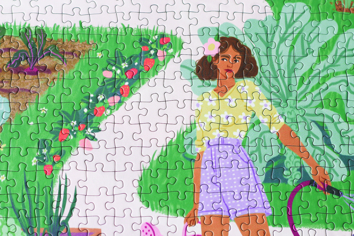 Ausschnitt des Gardening Girls Puzzles von Piecely.