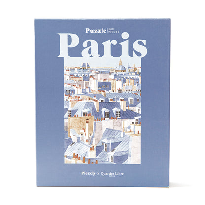 Nachhaltiges, 500-teiliges Puzzle für Erwachsene, das die Dächer von Paris zeigt.